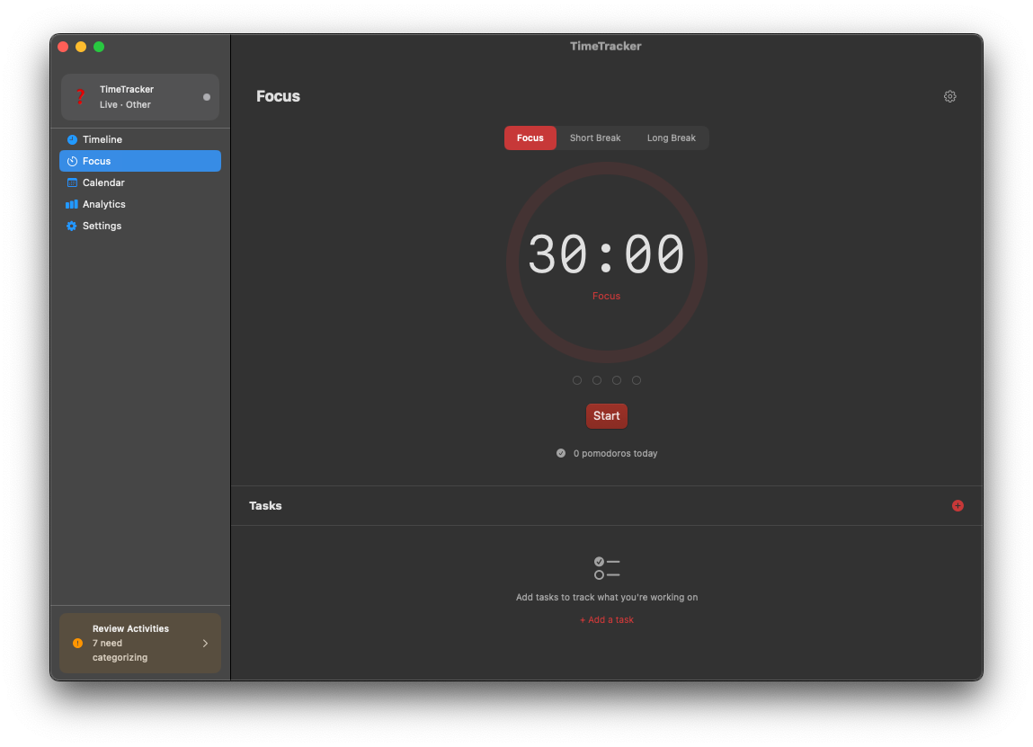 Pomodoro focus timer